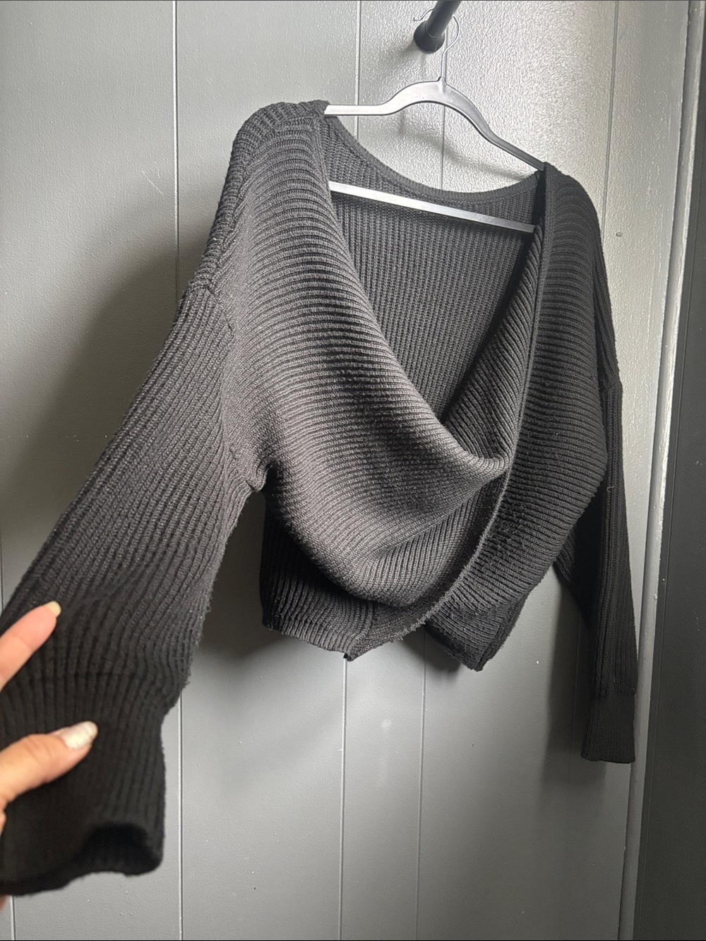 Women's Charcoal Ribbed Knit Sweater XL
